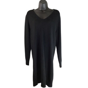 Vince Sweater Dress Black V Neck Long Sleeve Knit S New $425